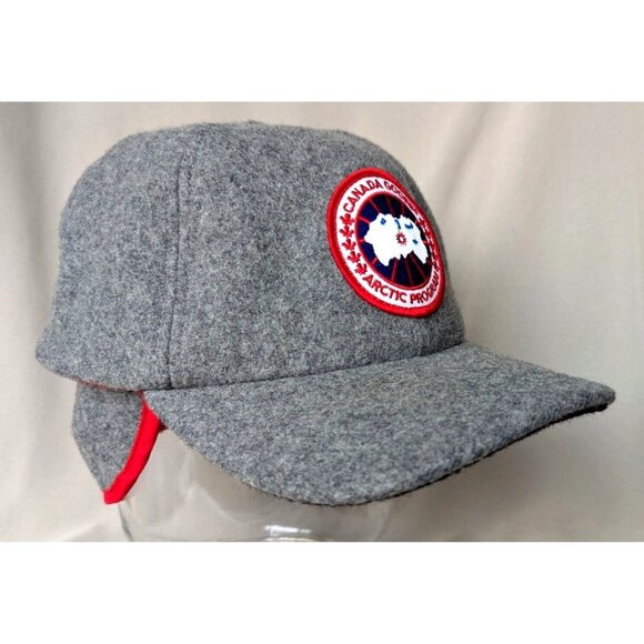 Rare CANADA GOOSE Wool Winter Baseball Cap with Ear Flaps Gray - Picture 1 of 8